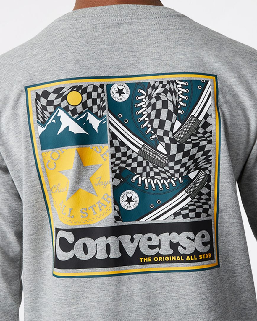 Boys' Converse Long Sleeve Sneaker Collage T-Shirts Dark Grey | AU 89546X